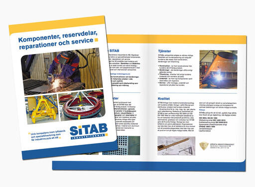 Den 8-sidiga säljstöds foldern åt industriföretaget SITAB.