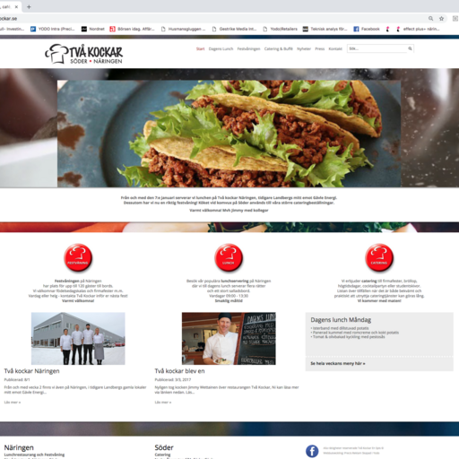 Uppdaterad hemsida till Två Kockar